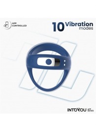 Синее интерактивное эрекционное виброкольцо Rank - Intoyou - в Архангельске купить с доставкой