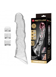 Прозрачный фаллоудлинитель с 3 вставками - 28 см. - Baile - в Архангельске купить с доставкой