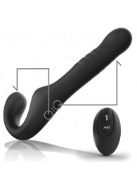 Черный безремневой страпон с вибрацией и возвратно-поступательными движениями - 24 см. - Ibiza - купить с доставкой в Архангельске