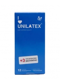 Классические презервативы Unilatex Natural Plain - 12 шт. + 3 шт. в подарок - Unilatex - купить с доставкой в Архангельске