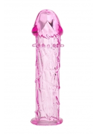 Гладкая розовая насадка с усиками под головкой - 12,5 см. - Toyfa Basic - в Архангельске купить с доставкой