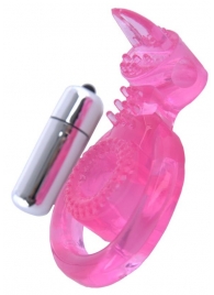 Розовая вибронасадка со стимулятор клитора   Язычок - Toyfa Basic - в Архангельске купить с доставкой