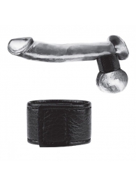 Чёрная утяжка на мошонку 1  Velcro Ball Stretcher - BlueLine - купить с доставкой в Архангельске