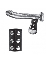 Чёрная утяжка на кнопках 100% PVC STRAP WITH METAL SNAP - BlueLine - купить с доставкой в Архангельске