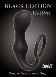 Чёрное эрекционное кольцо с анальной пробкой Double Pleasure Anal Plug - Lola Games - в Архангельске купить с доставкой