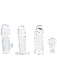 Набор из 4 насадок на член Pleasured Penis Enhancement Sleeve 4 Pack - XR Brands - в Архангельске купить с доставкой