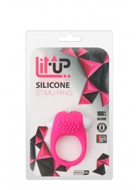Розовое эрекционное кольцо с щеточкой LIT-UP SILICONE STIMU RING 5 - Dream Toys - в Архангельске купить с доставкой