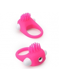 Розовое эрекционное кольцо с щеточкой LIT-UP SILICONE STIMU RING 5 - Dream Toys - в Архангельске купить с доставкой