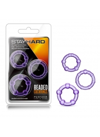 Набор из 3 фиолетовых эрекционных колец Stay Hard Beaded Cockrings - Blush Novelties - в Архангельске купить с доставкой