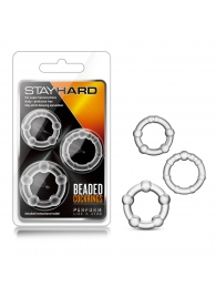 Набор из 3 прозрачных эрекционных колец Stay Hard Beaded Cockrings - Blush Novelties - в Архангельске купить с доставкой