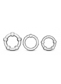 Набор из 3 прозрачных эрекционных колец Stay Hard Beaded Cockrings - Blush Novelties - в Архангельске купить с доставкой