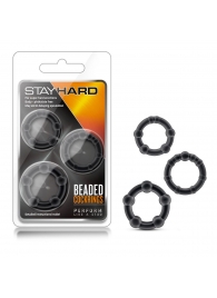 Набор из 3 чёрных эрекционных колец Stay Hard Beaded Cockrings - Blush Novelties - в Архангельске купить с доставкой