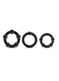 Набор из 3 чёрных эрекционных колец Stay Hard Beaded Cockrings - Blush Novelties - в Архангельске купить с доставкой