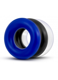 Набор из 3 разноцветных колец Stay Hard Donut Rings - Blush Novelties - в Архангельске купить с доставкой