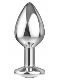 Большая серебристая анальная пробка Diamond Clear Sparkle Large с прозрачным кристаллом - 8 см. - Lola Games - купить с доставкой в Архангельске