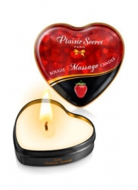 Массажная свеча с ароматом клубники Bougie Massage Candle - 35 мл. - Plaisir Secret - купить с доставкой в Архангельске
