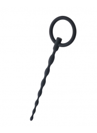 Чёрный уретральный плаг с кольцом - ToyFa - купить с доставкой в Архангельске