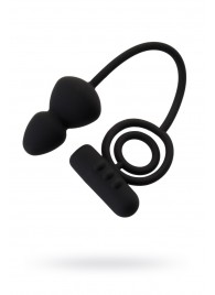 Чёрное эрекционное кольцо с вибростимулятором и анальным хвостом - Erotist Adult Toys - в Архангельске купить с доставкой