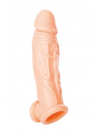 Телесная насадка на пенис с фиксацией мошонки - 18,5 см. - ToyFa - в Архангельске купить с доставкой