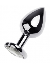 Серебристая анальная пробка с прозрачным кристаллом-сердцем - 8 см. - ToyFa - купить с доставкой в Архангельске