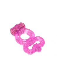 Розовое эрекционное кольцо Rings Treadle с подхватом - Lola Games - в Архангельске купить с доставкой