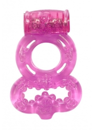 Розовое эрекционное кольцо Rings Treadle с подхватом - Lola Games - в Архангельске купить с доставкой