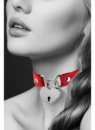 Красный чокер с замком в форме сердца - Bijoux Pour Toi - купить с доставкой в Архангельске