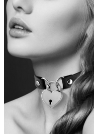 Черный чокер с замком в форме сердца - Bijoux Pour Toi - купить с доставкой в Архангельске