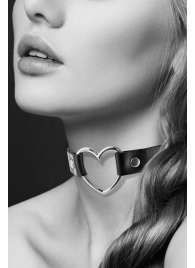 Чёрный чокер с кольцом в форме сердца - Bijoux Pour Toi - купить с доставкой в Архангельске
