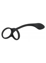 Эрекционное кольцо с утяжкой на мошонку и анальным плаг Black Velvets - Orion - в Архангельске купить с доставкой