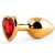 Золотистая анальная пробка с красным стразом-сердечком - 8 см. - Anal Jewelry Plug - купить с доставкой в Архангельске