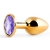 Золотистая анальная пробка с фиолетовым стразом - 7,2 см. - Anal Jewelry Plug - купить с доставкой в Архангельске