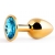 Золотистая анальная пробка с голубым стразом - 7,2 см. - Anal Jewelry Plug - купить с доставкой в Архангельске