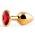 Золотистая анальная пробка с красным стразом - 7,2 см. - Anal Jewelry Plug - купить с доставкой в Архангельске