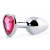 Серебристая анальная пробка с розовым кристаллом-сердечком - 7 см. - Anal Jewelry Plug - купить с доставкой в Архангельске