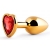 Золотистая анальная пробка с красным стразом-сердечком - 7 см. - Anal Jewelry Plug - купить с доставкой в Архангельске