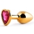 Золотистая анальная пробка с малиновым кристаллом-сердечком - 7 см. - Anal Jewelry Plug - купить с доставкой в Архангельске