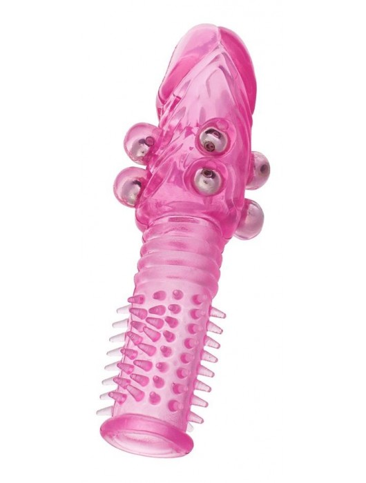 Стимулирующая розовая насадка с шишечками и шипами - 13,5 см. - Toyfa Basic - в Архангельске купить с доставкой