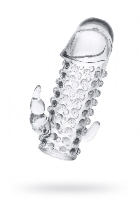 Гелевая прозрачная насадка с 2 отростками - 13 см. - Toyfa Basic - в Архангельске купить с доставкой