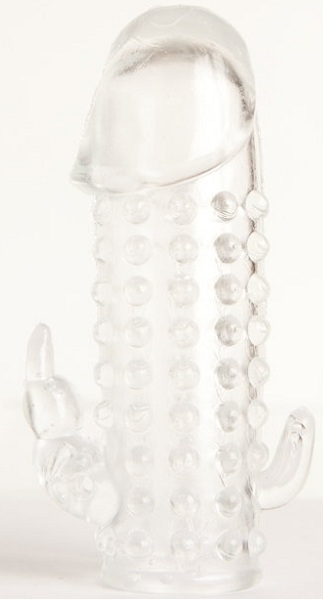 Гелевая прозрачная насадка с 2 отростками - 13 см. - Toyfa Basic - в Архангельске купить с доставкой