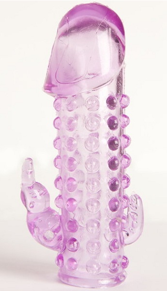 Закрытая фиолетовая насадка с 2 отростками - 13 см. - Toyfa Basic - в Архангельске купить с доставкой