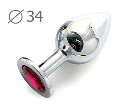 Коническая серебристая анальная втулка с малиновым кристаллом - 8,2 см. - Anal Jewelry Plug - купить с доставкой в Архангельске