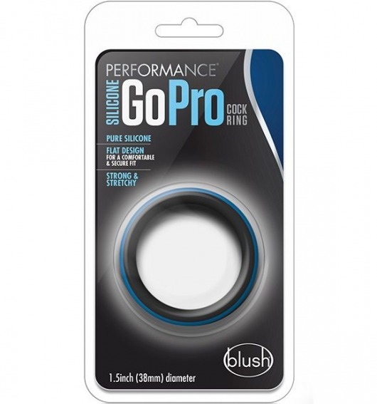 Черно-синее эрекционное кольцо Silicone Go Pro Cock Ring - Blush Novelties - в Архангельске купить с доставкой