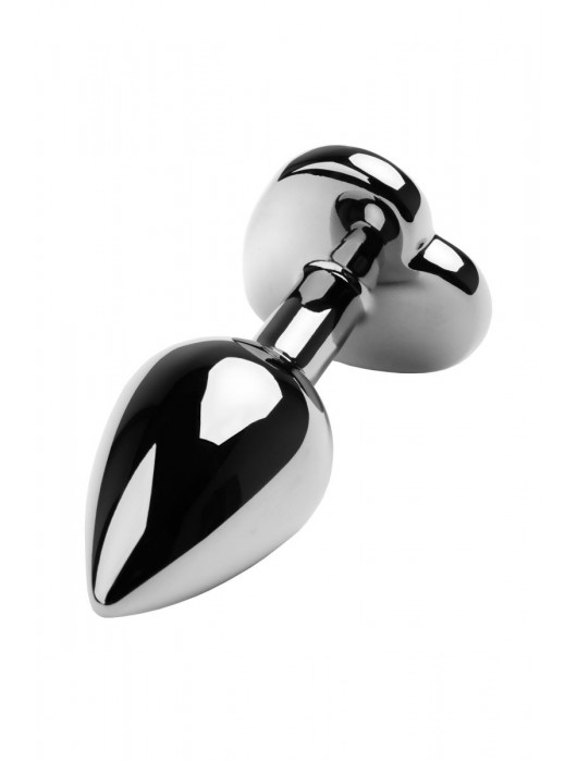 Серебристая коническая анальная пробка с красным кристаллом-сердечком - 7 см. - ToyFa - купить с доставкой в Архангельске