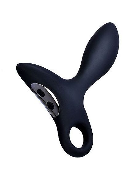 Черный силиконовый анальный вибромассажер Erokey с колечком-ограничителем - Erokay - в Архангельске купить с доставкой