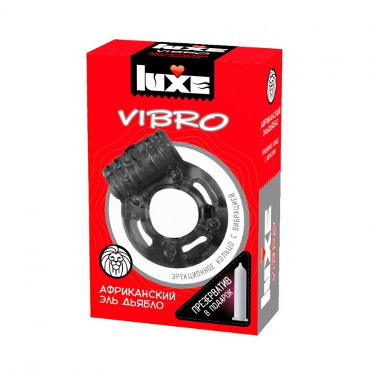Чёрное эрекционное виброкольцо Luxe VIBRO  Африканский Эль Дьябло  + презерватив - Luxe - в Архангельске купить с доставкой