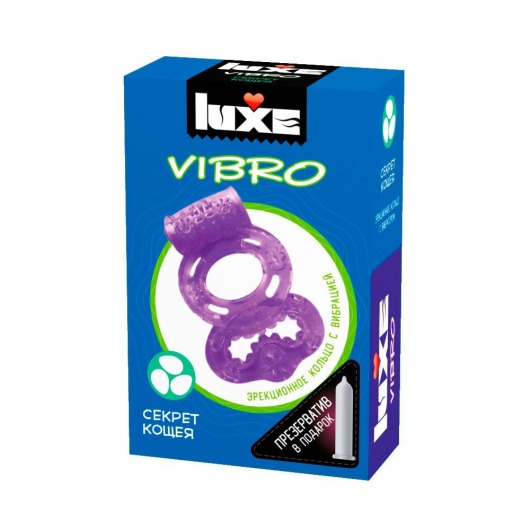 Фиолетовое эрекционное виброкольцо Luxe VIBRO  Секрет Кощея  + презерватив - Luxe - в Архангельске купить с доставкой