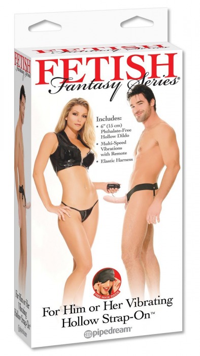 Полый страпон унисекс телесного цвета с вибрацией For Him or Her ​Vibrating Hollow Strap-On - 15 см. - Pipedream - купить с доставкой в Архангельске