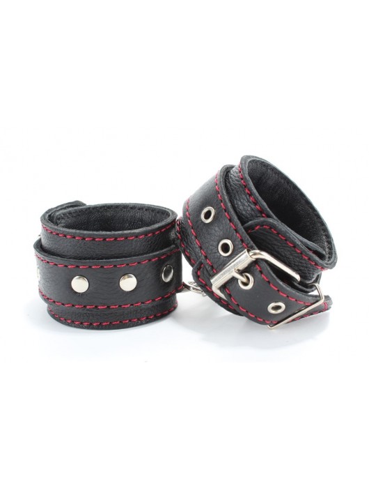 Черный бондажный набор с красной строчкой - БДСМ Арсенал - купить с доставкой в Архангельске