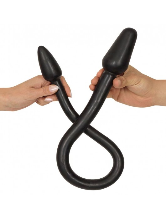 Черный двусторонний анальный плаг с гибким соединением Double Plug - Orion